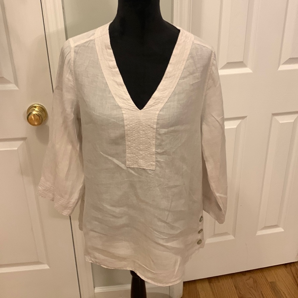 Sigrid Olsen Linen V Neck Tunic- Size M - image 1